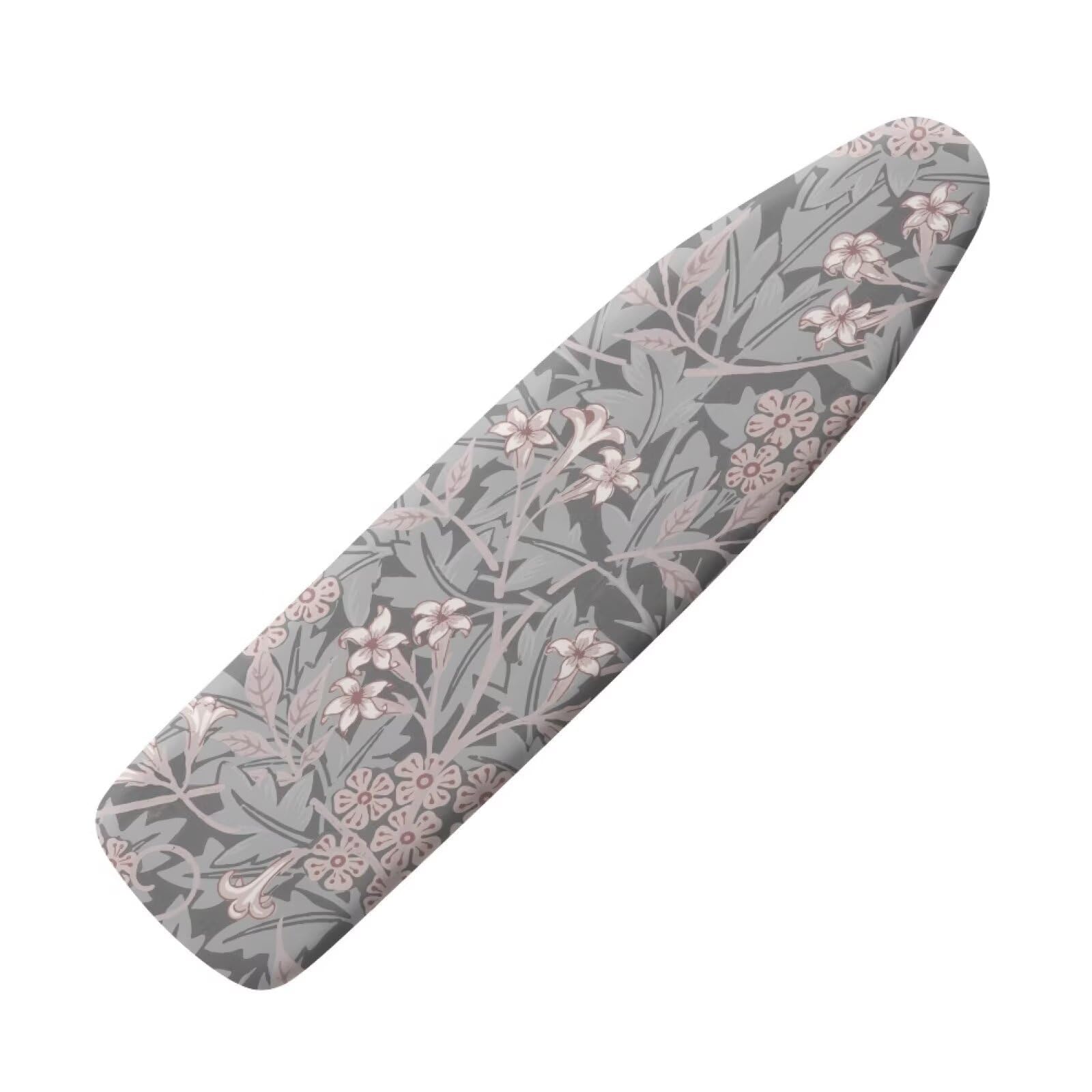 Drnuikhe Ironing Board Cover - Elastic Edges Nylon Buckle Straps Hook & Loop Fastener Strap,Easy to Install Scorch-Resistant Stain Resistant Standard Grey William Morris Floral Print