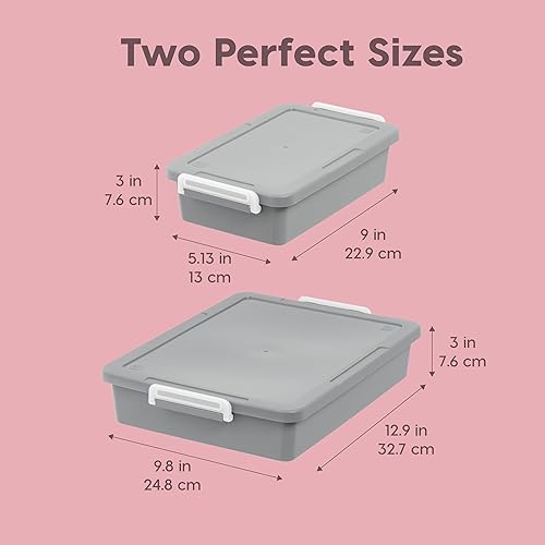 Miniatura 2 de IRIS USA - Contenedores de plástico para almacenamiento de 6 cuartos de galón con tapas, paquete de 2, organizador pequeño de suministros de arte y