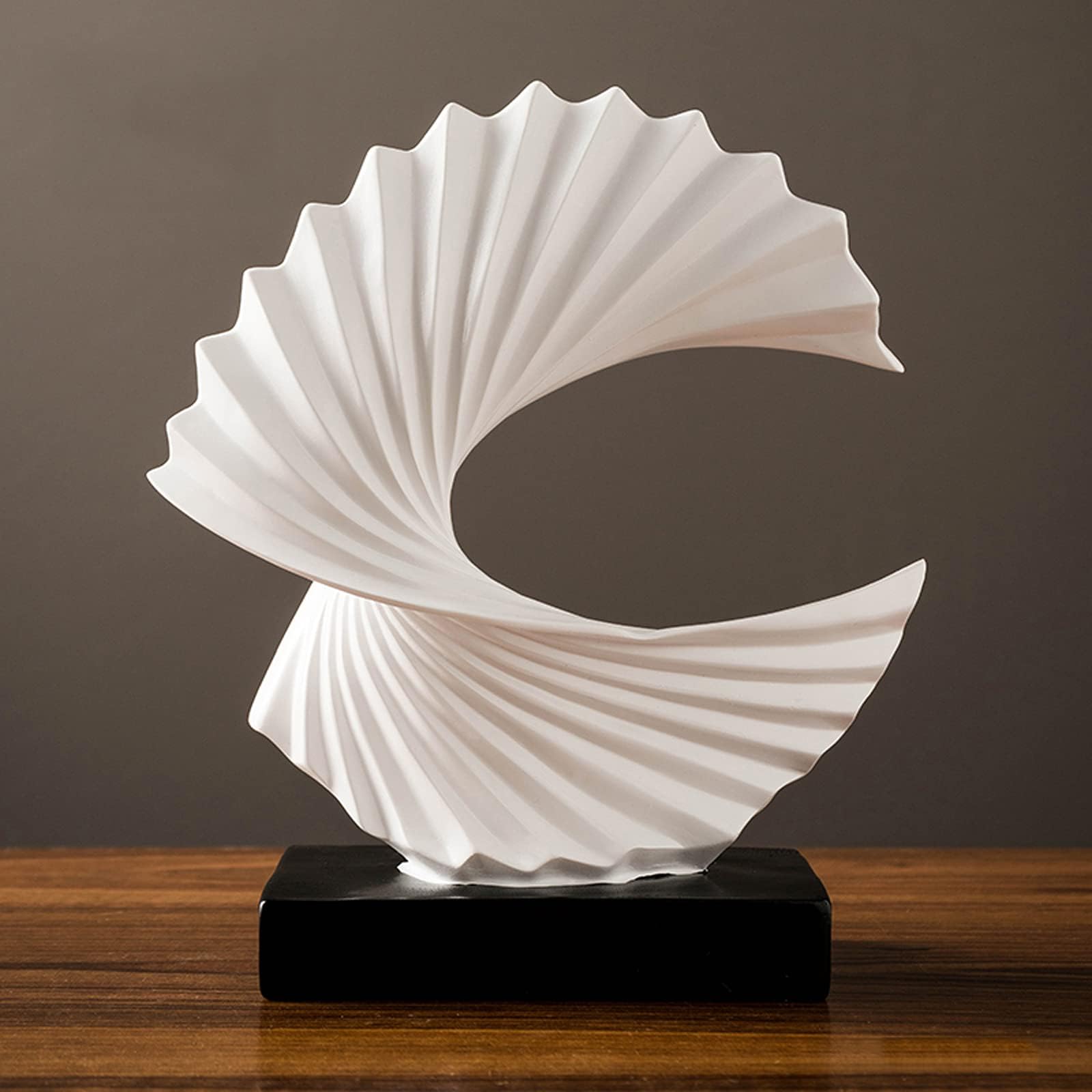Modern Day Accents Abstract Sculpture Black Base, Ocean Wave, Tabletop Art Home Decor,Elegant Decorations for Living Room, Bedroom, Office Desktop, Cabinets,White,H 28cm