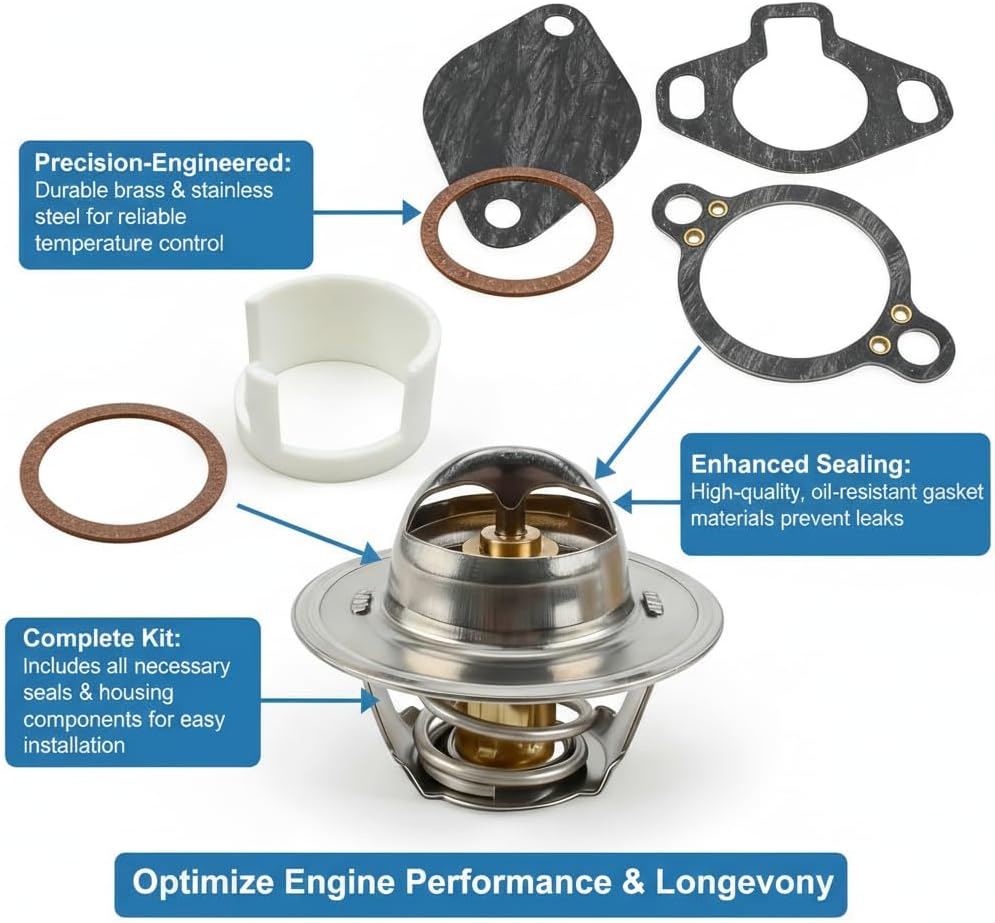 807252Q5 Thermostat Kit for MerCruiser V6 V8 4.3L 5.0L 5.7L 7.4L 8.2L, 160°F Replacement for 807252T2 18-3647