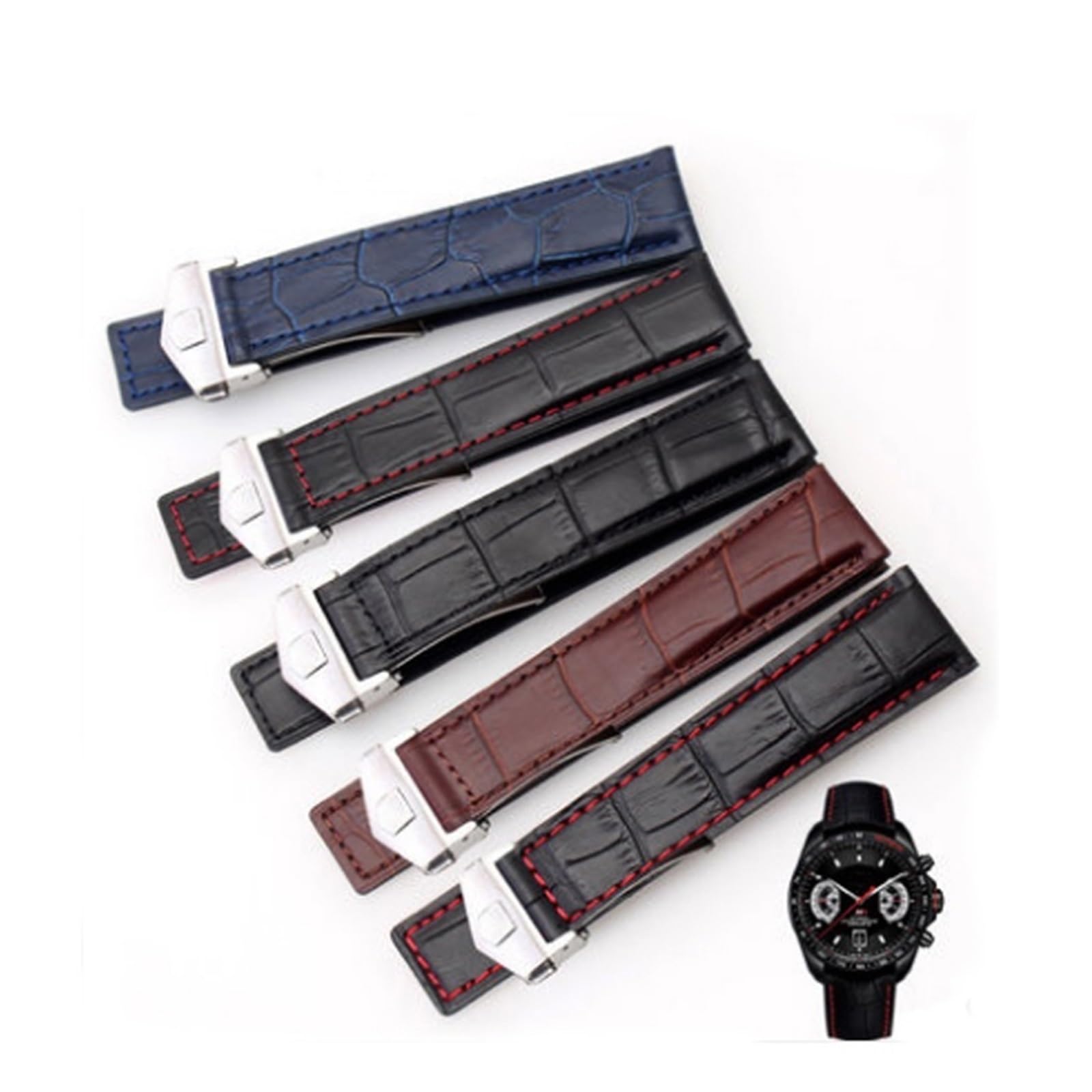 CZKE Echtes Leder Armband 19mm 20mm 22m Für Tag Heuer Uhrenarmband Männer Armbanduhren Band Zubehör Falten Schnalle Leder Uhrenarmband