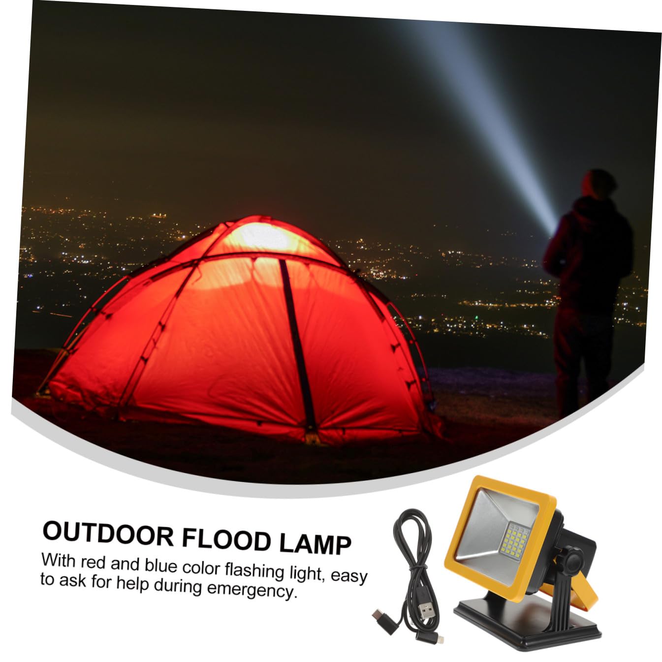 Lámpara de Emergencia LED Recargable 4400mah Luz Intermitente Rojo y Azul