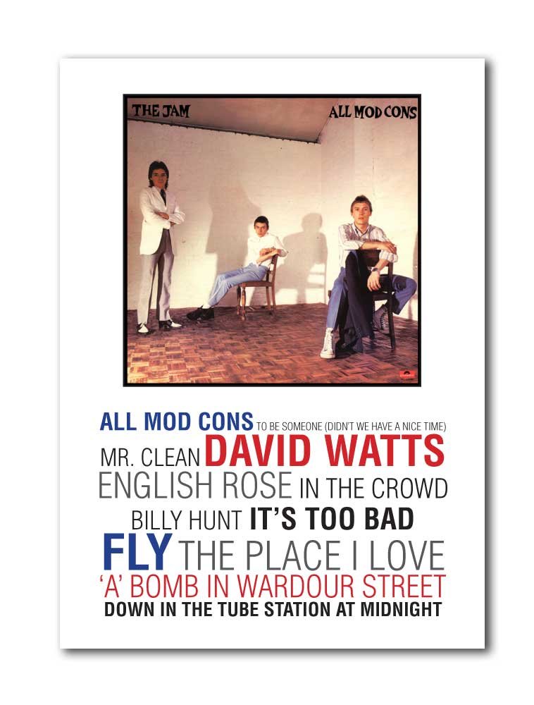 Libretto Designs THE JAM All Mod Cons Art Print A4 unframed Poster with song titles