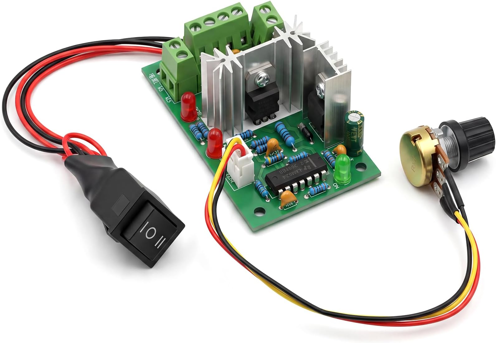 RioRand PWM DC Motor Speed Controller 10V-30V 3A 120W, Reversible Forward Reverse Stop Switch, Brushed DC Motor Regulator for DIY RV Boat Fan Pump Automation