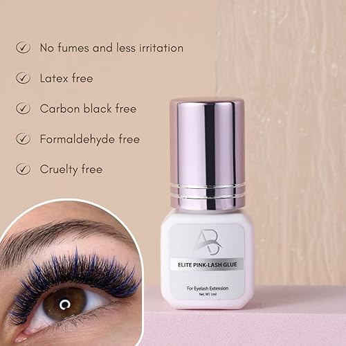 Miniatura 6 de All in Beauty Extensión de pestañas Elite Pink - Pegamento sensible extra fuerte, adhesivo de pestañas postizas, máxima potencia de unión, pegamento