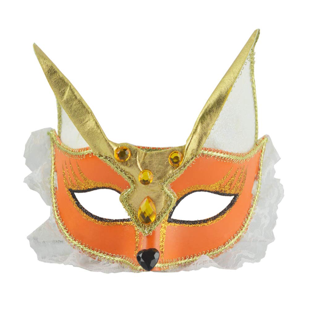 Happyyami Halloween Lace Fox Face Mask Animal Decoration Mask Masquerade Mask Halloween Fox Costume Accessory