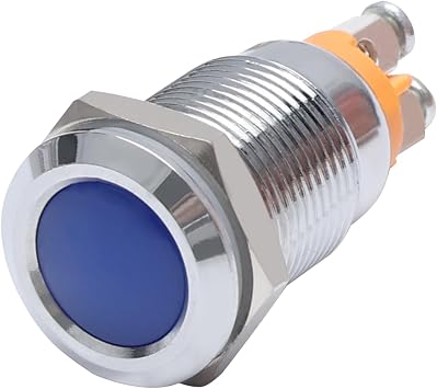 ضوء مؤشر APIELE 12 مم 1/2 "مقاوم للماء IP67 مصباح إشارة معدنية 12V AC / DC LED Pilot Dash Lamp Concave Head Green for Car Truck Boat Blue، 12mm