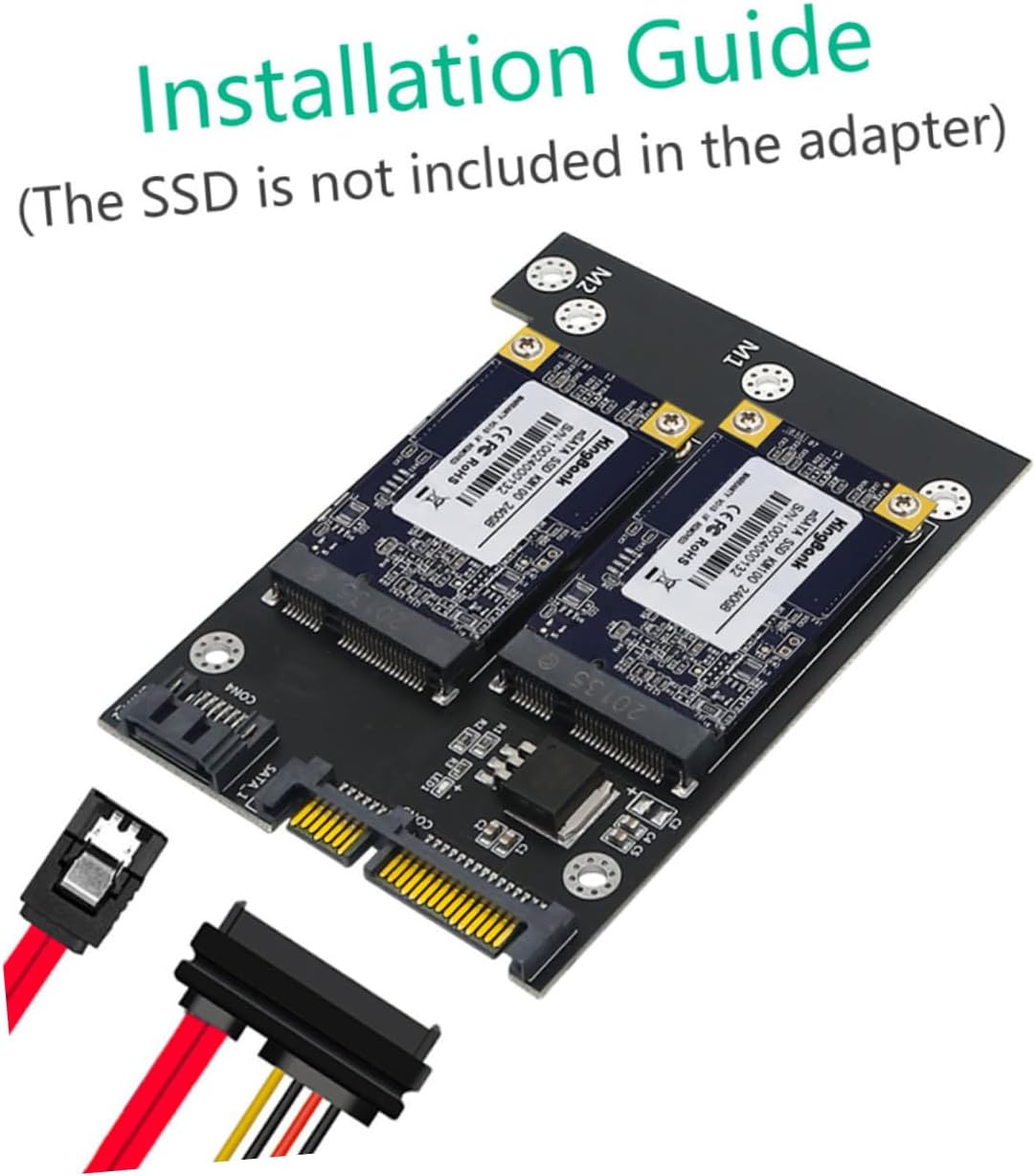 OSALADI Msata to Dual Ssd Adapter Card Supports High-Speed Transfer for Notebooks and Desktops Dual Msata to Converter for Easy