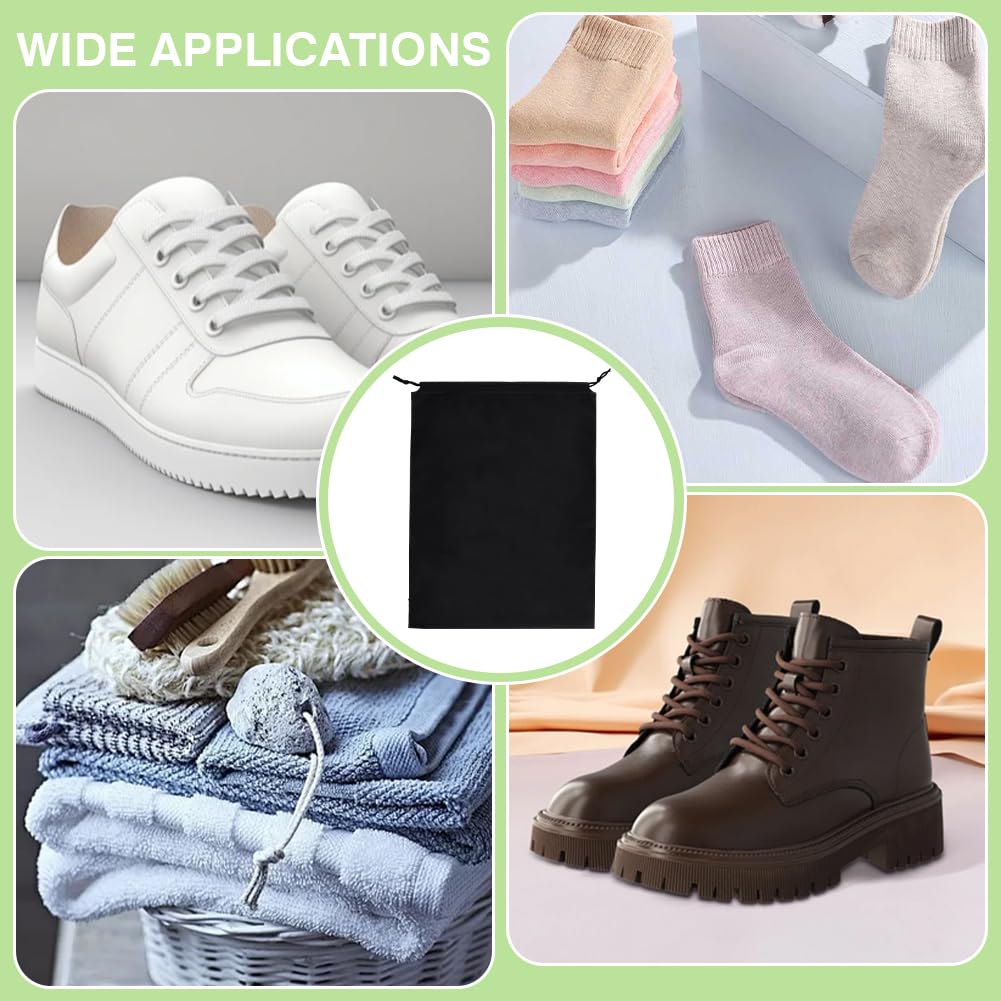 24 Stück Schuhbeutel, 40x30cm Schwarz Wasserabweisend Schuhtasche Großpackung Staubabweisende Schuhtaschen Mit Zugband Wiederverwendbares Für Schuhe Kleidung Spielsachen