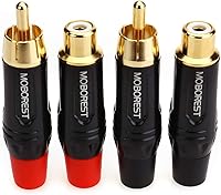 Vista 2 de Moborest - Adaptador de conectores RCA de audio/phono, chapado en oro