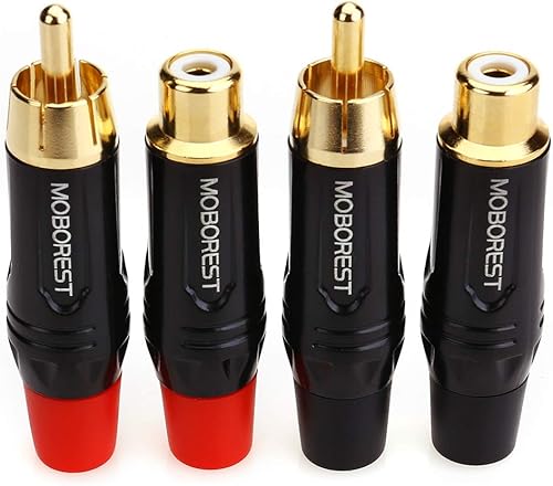 Miniatura 2 de Moborest - Adaptador de conectores RCA de audio/phono, chapado en oro