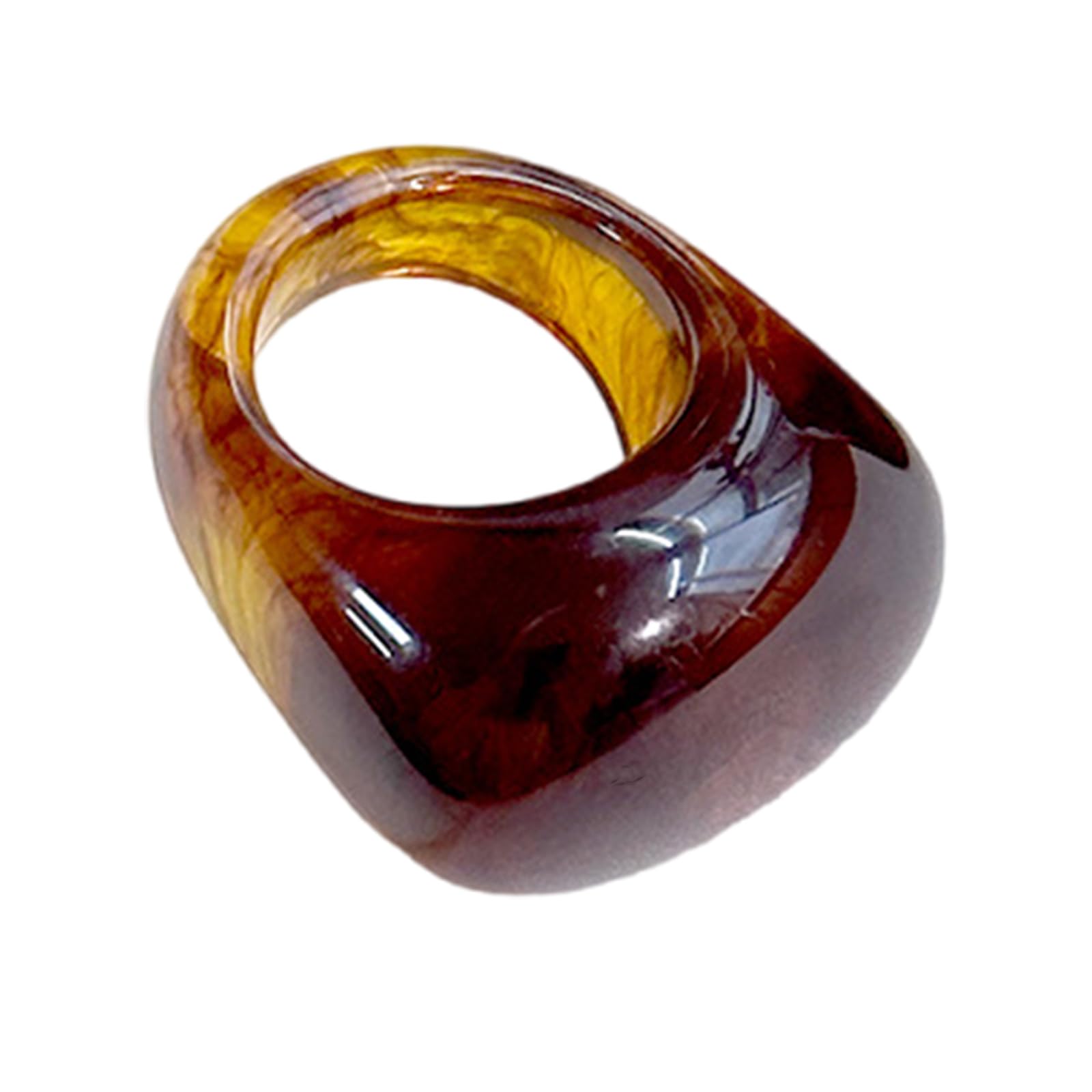 Micfeny Women's As Pictures Shown Vintage Geometric Resin Rings Lightweight Design Amber Tone Jewelry Comfort Fit Retro Resin Accessory For Men