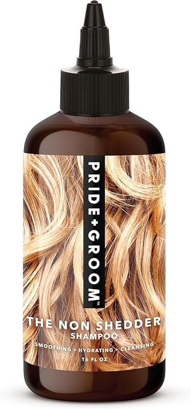 Shampoo para Cães de Pelagem com Pelos, com Óleos Vegetais e Vitamina E PRIDE AND GROOM The Non Shedder, 473 mL