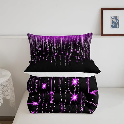 Miniatura 3 de Feelyou Juego de edredón abstracto degradado morado y negro para adolescentes, juego de ropa de cama para niños, niñas, mujeres, niños, edredón