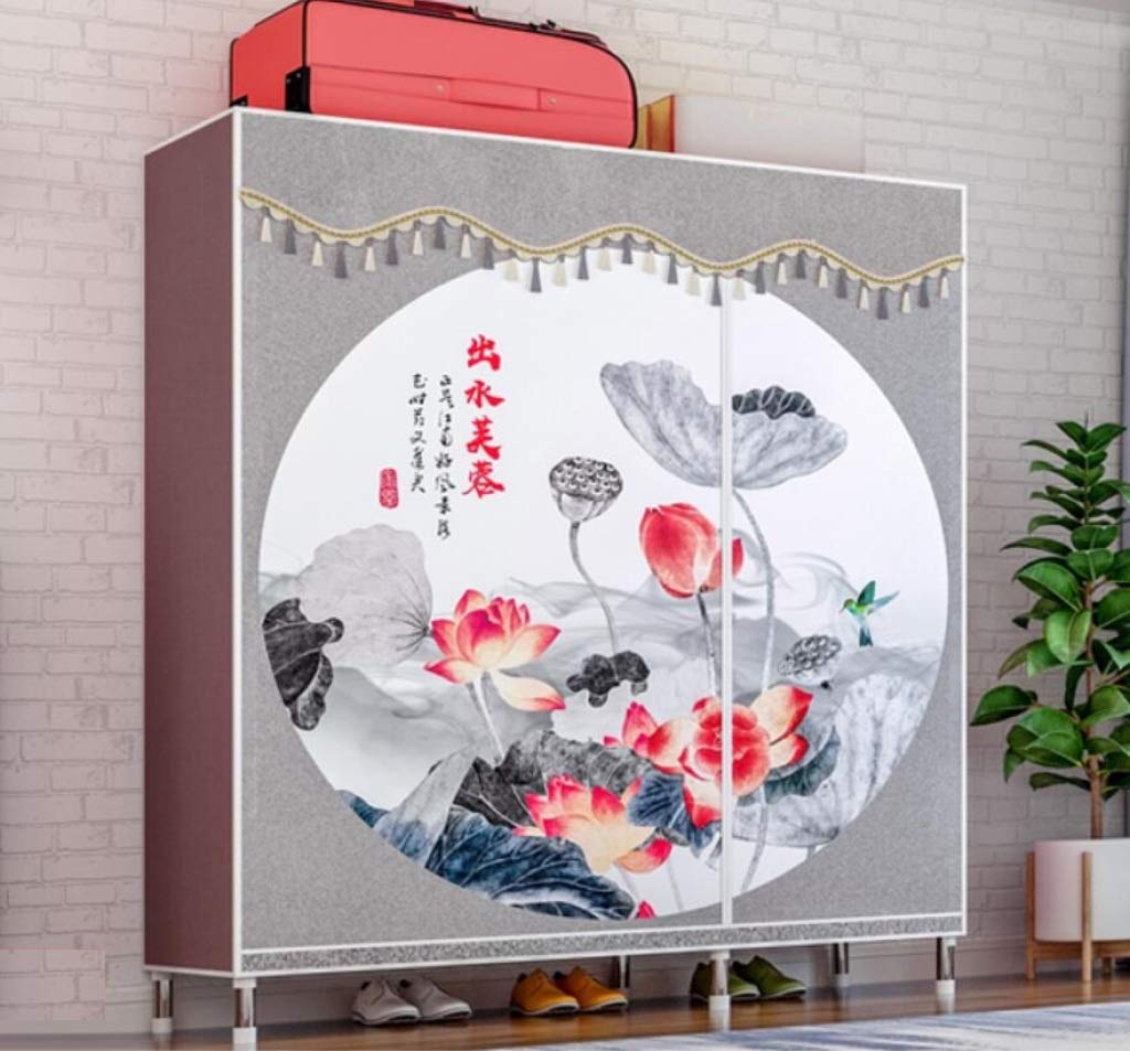 AYUANCHUNSimple wardrobe - Cloth wardrobe, Assembling a simple modern fabric storage wardrobe Steel pipe is reinforced, Easy to install, Removable, 50.4inx 18.5inx 66.9in