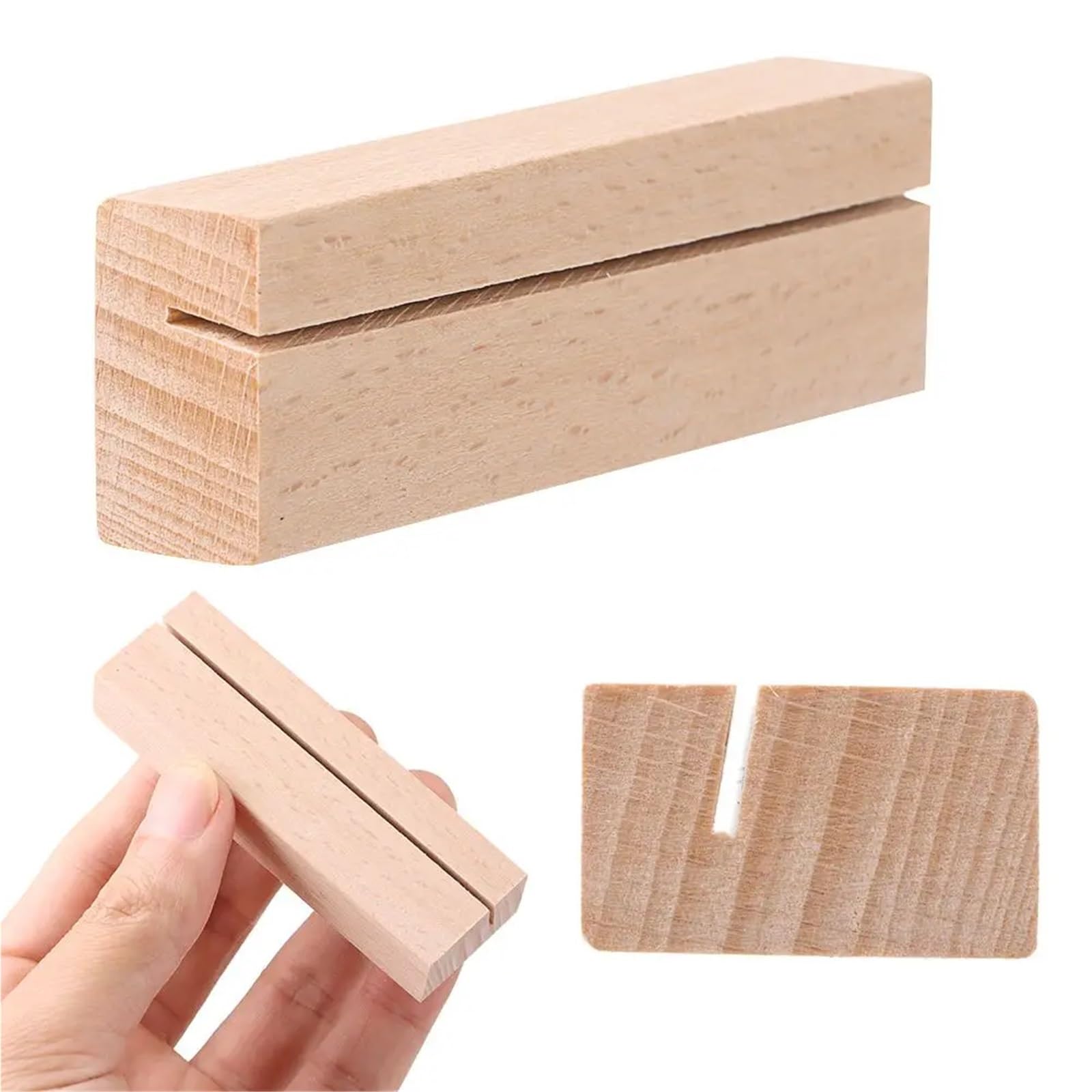 10 segnaposto in legno naturale per foto, base per foto, biglietti da scrivania in legno naturale, clip per foto, segnaposto per matrimonio, numero di nome, immagini (8 x 2,5 x 1,5 cm, nero)