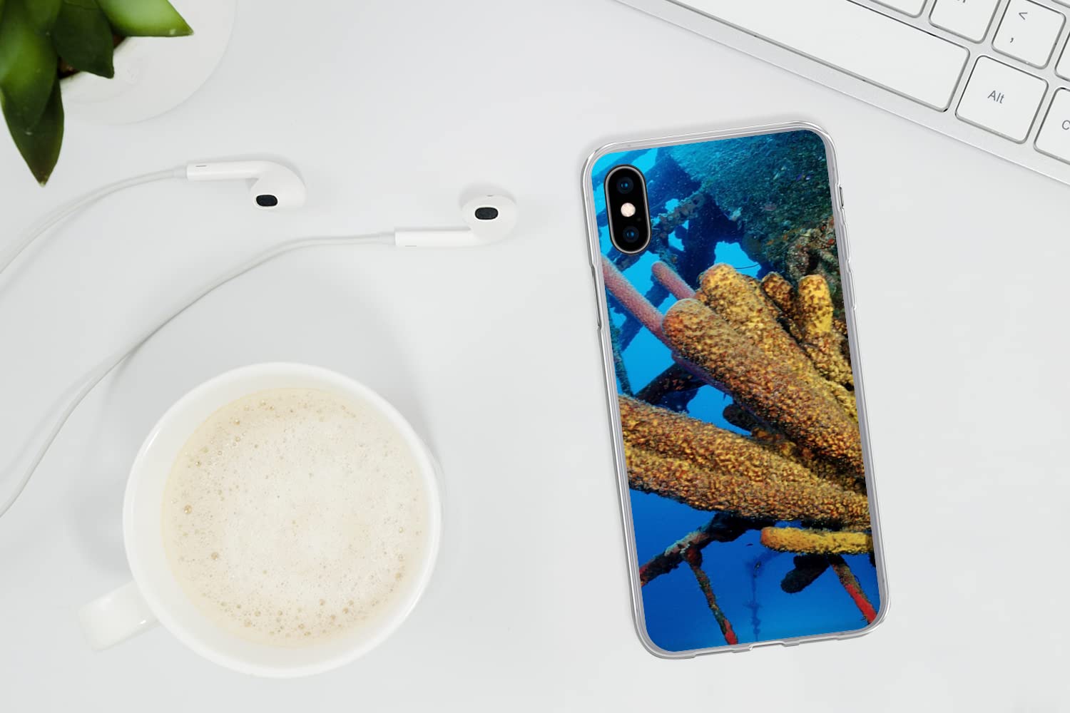 MuchoWow Funda para iPhone XS MAX - Esponja Amarilla bajo el Agua en Bonaire - Funda de Silicona/Funda Blanda para teléfono móvil