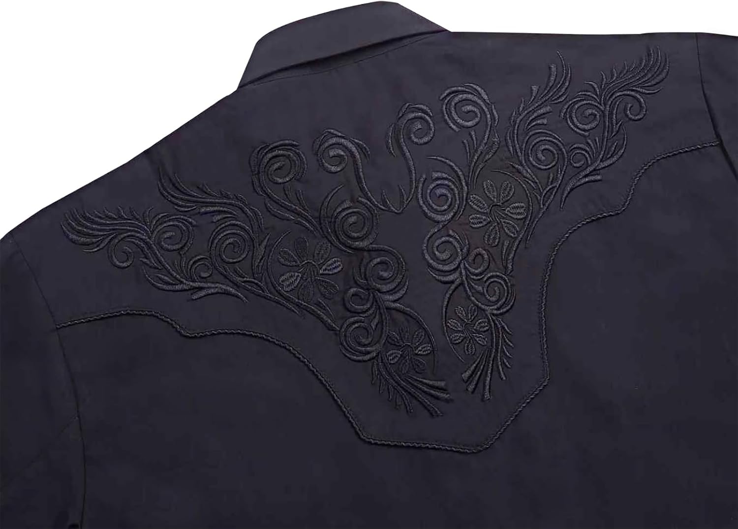 EL PIONERO Men's Western Shirt Long Sleeve Embroidered Cowboy Casual Snap Button Shirt Black