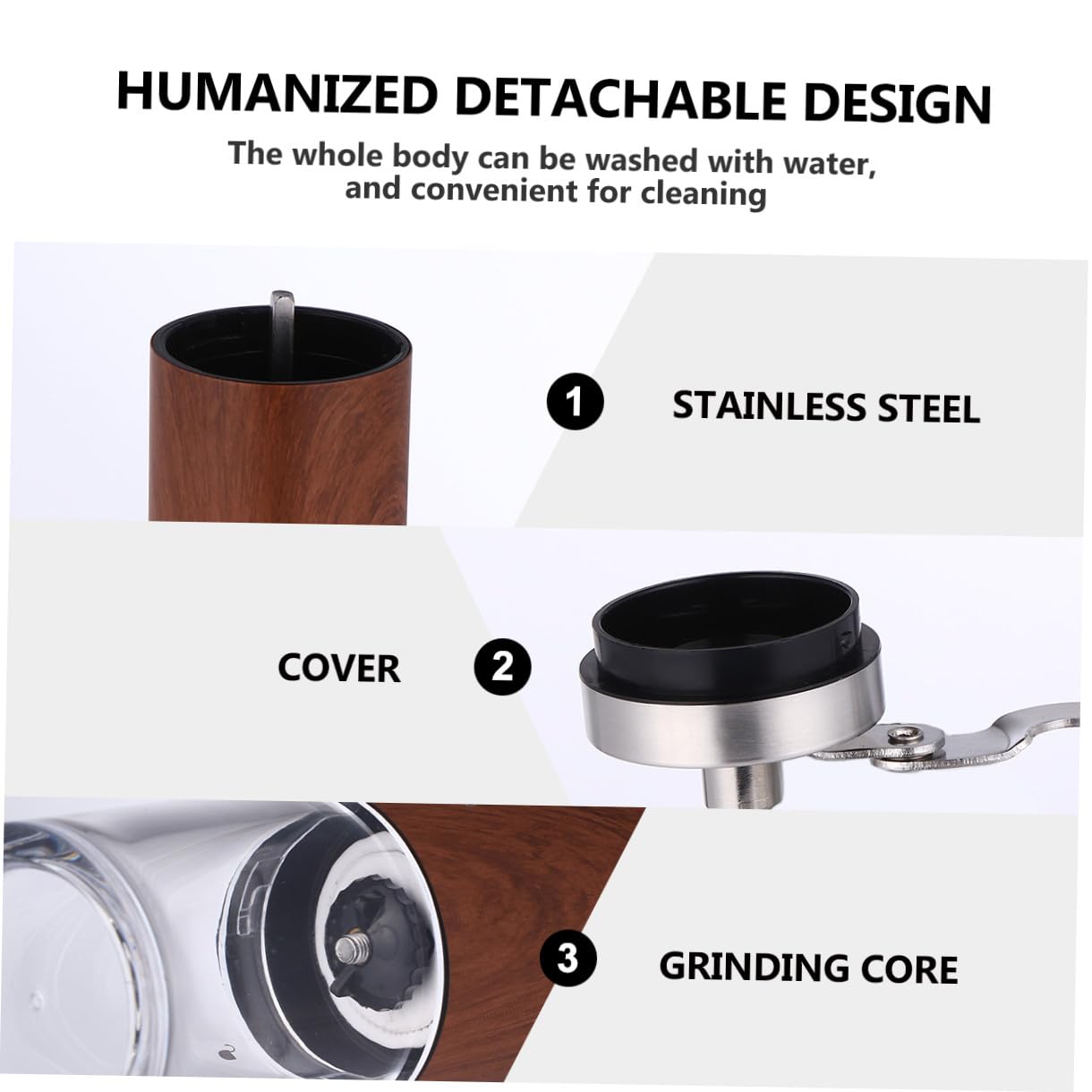 1pieza Moledor Manual De Café Acero Inoxidable Práctico y Para Especias Nueces y Color Madera Portátil y Conveniente Para