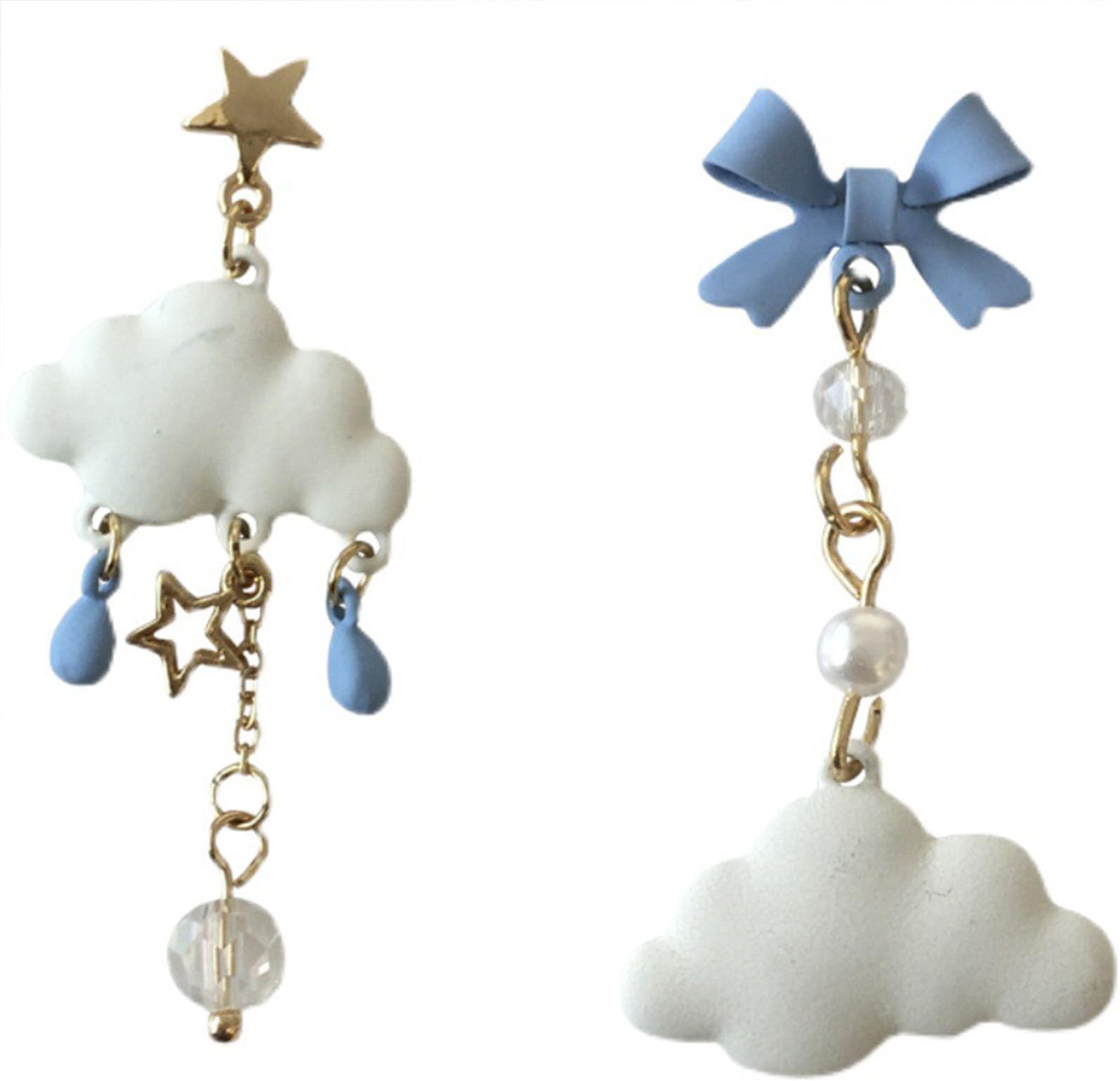 Raindrop Earrings Cute Rain Cloud Earrings White Cloud Dangle Drop Earrings Statement Weather Jewelry Gifts for Women Girls