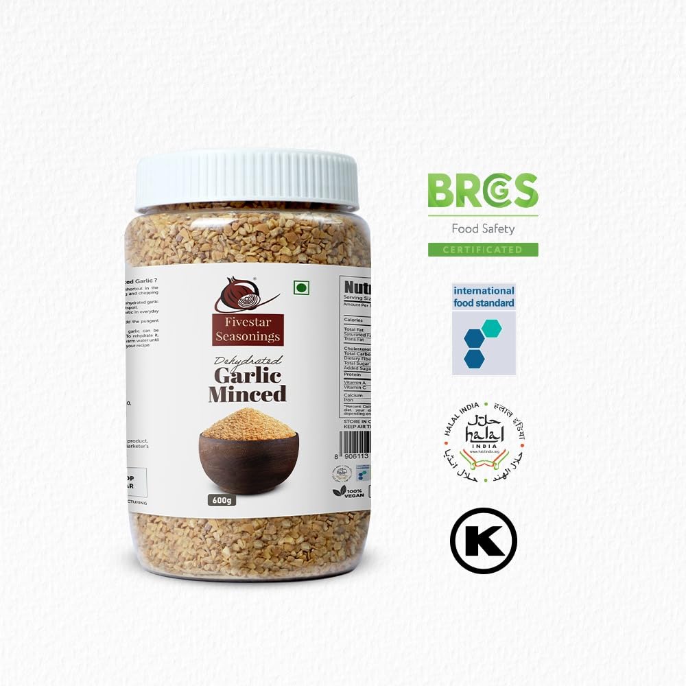 Nutty Fivestar Seasoning Minced Dried Garlic In Fresh, 100% Natural, Rich In Iron, Easy To Cook, 0% Trans-Fat Dehydrated Garlic Flakes (600G) 2