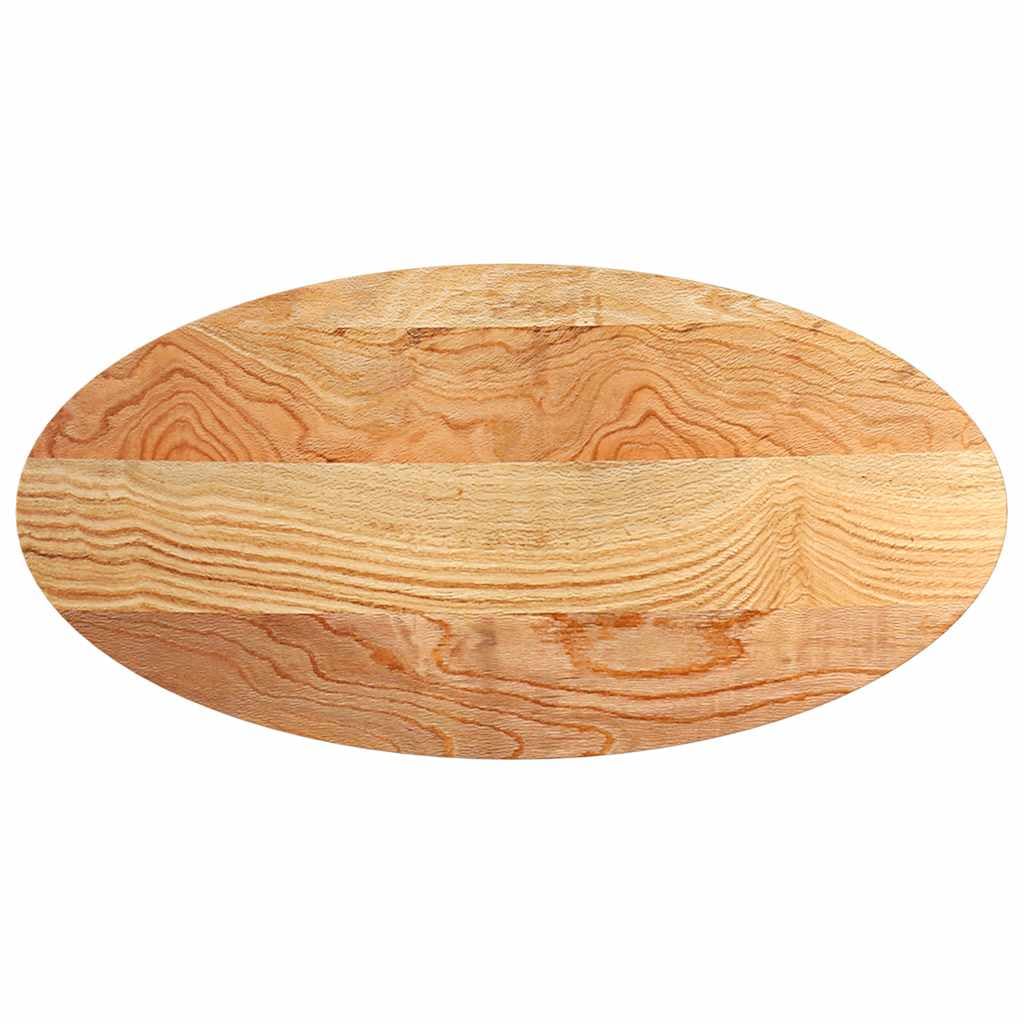 Owalny blat stołu jasnobrązowy z litego drewna dębowego 120 x 60 x 2 cm, szlifowany i lakierowany, uniwersalny blat biurka do domu i biura