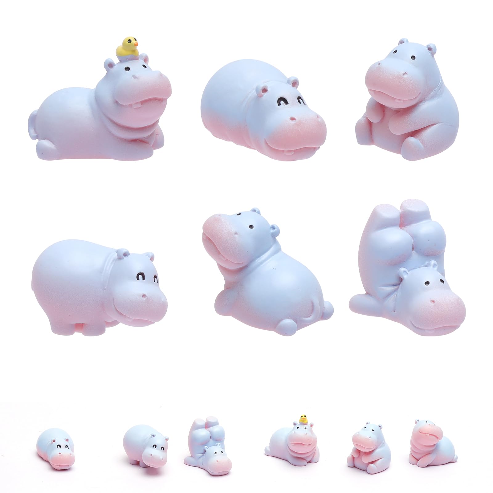 TNSLAND 6PCS Mini Ippopotamo Figurine Resina Set, Decorazione Auto Kawaii Cruscotto, Accessori Interni Auto Carini, Ornamenti Animali Collezione