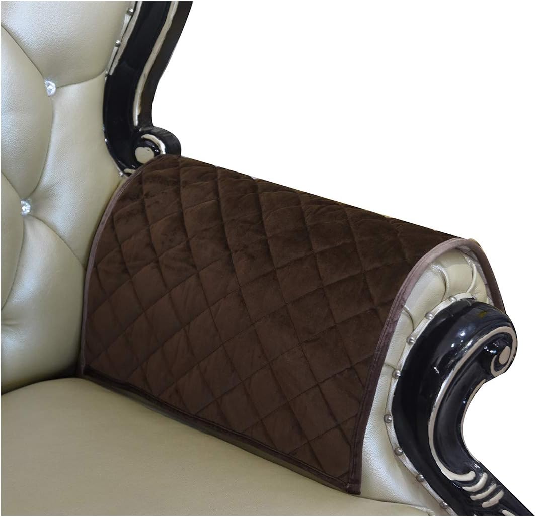 HAOMAIJIA Sofa Armrest Cover, Recliner Chair Arm Cover, Armchair Slipcover Nonslip Quilted Furniture Protector for Leather Sofa Couch (ALatte, 20 x 24 Inches - 2 Pieces)