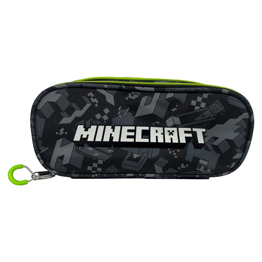 OM SUPPLIES Minecraft Iconic TV Cartoon Characters Pencil Case with 2 compartments for Kids Childrens Character Back to School Gift (Mine)