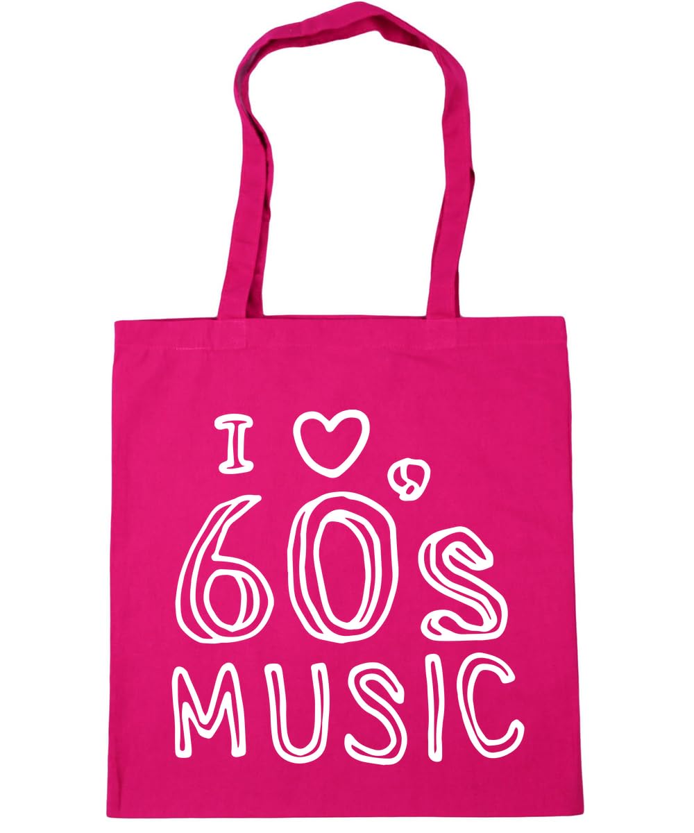 Hippowarehouse I love 60's music Tote Shopping Gym Beach Bag 42cm x38cm, 10 litres