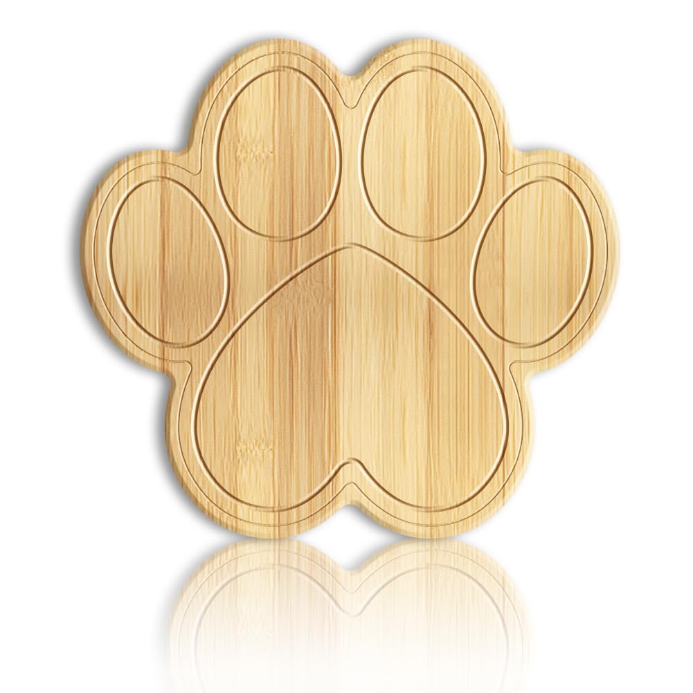 WEBEEDY Paw Shaped Bamboo Wood Cutting Board Cute Cutting and Charcuterie Board with Hanging Hole Small Cutting Board for Food Kitchen Great Gift for Dog and Cat Lovers(32x29.2x1.5 cm)