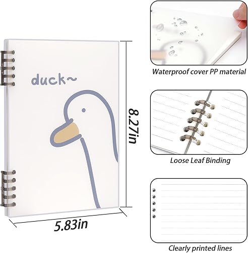 Miniatura 8 de elephtree Cuaderno en espiral cuaderno recargable y juego de papel de relleno B5 en total 120 hojas bonitos cuadernos a rayas transparentes con 2