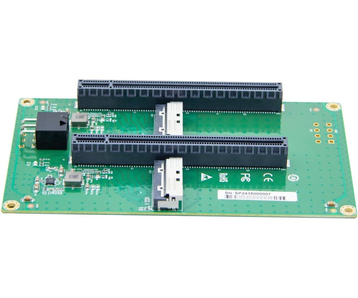 H!Fiber Adattatore da MCIO a 2 porte (74pin) da 8i a PCIe X16 femmina (X8 per ogni slot), Gen5 PCIe5.0
