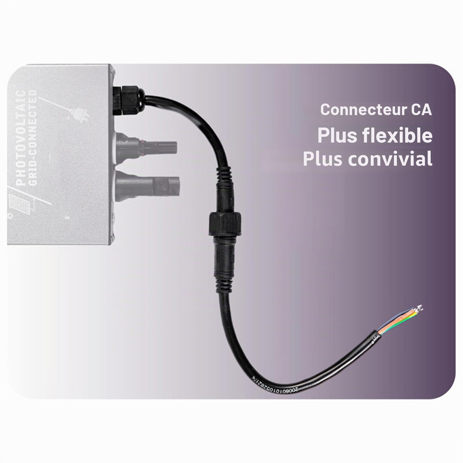 Onduleur Solaire 200W, Entrée DC 10 V à 30 V Onduleur Micro à Onde Sinusoïdale Pure Sortie CA 180 V à 265 V, MPPT à 99%, Étanche IP45 pour Centrale PV à Balcon, Camping-Cars, Camions