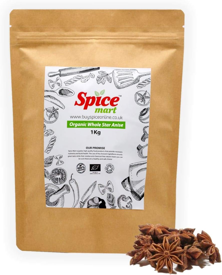 Organic Whole Star Anise | Badiyan Premium Quality Certified by Soil Association (50g)