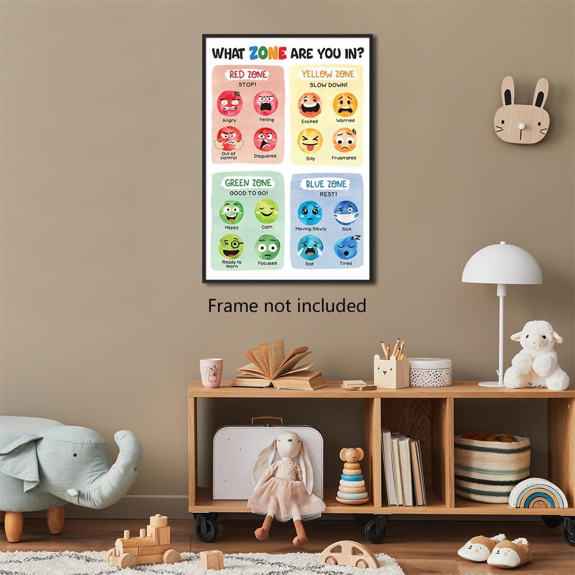 Feelings Chart Poster, Calming Corner Wall Art, Preschool Classroom Must Haves for Kids, Mental Health Posters, What Zone Are You In Emotions Prints Painting, Therapist Office Wall Art 24x36in Unframed