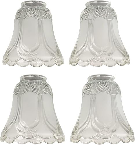 Miniatura 5 de Paquete de 4 pantallas de vidrio transparente esmerilado con forma de campana, globo o cubierta de repuesto con adaptador de 2-18 pulgadas para