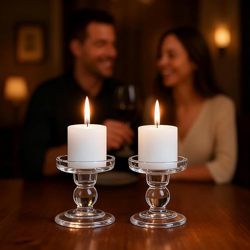 Miniatura 4 de 3-Piece Glass Pillar Candle Holders Set and 3 Large Reusable Bags - Elegant Unity Candle Holder & Fabric Drawstring Bags for Holiday Decor and