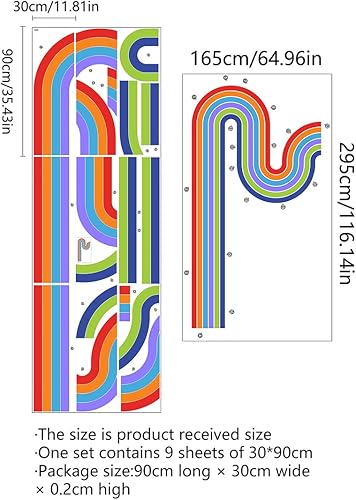 Miniatura 2 de Calcomanías de pared geométricas de líneas simples y bohemias extraíbles, 3D, colorido arco iris, calcomanías de pared de línea abstracta para