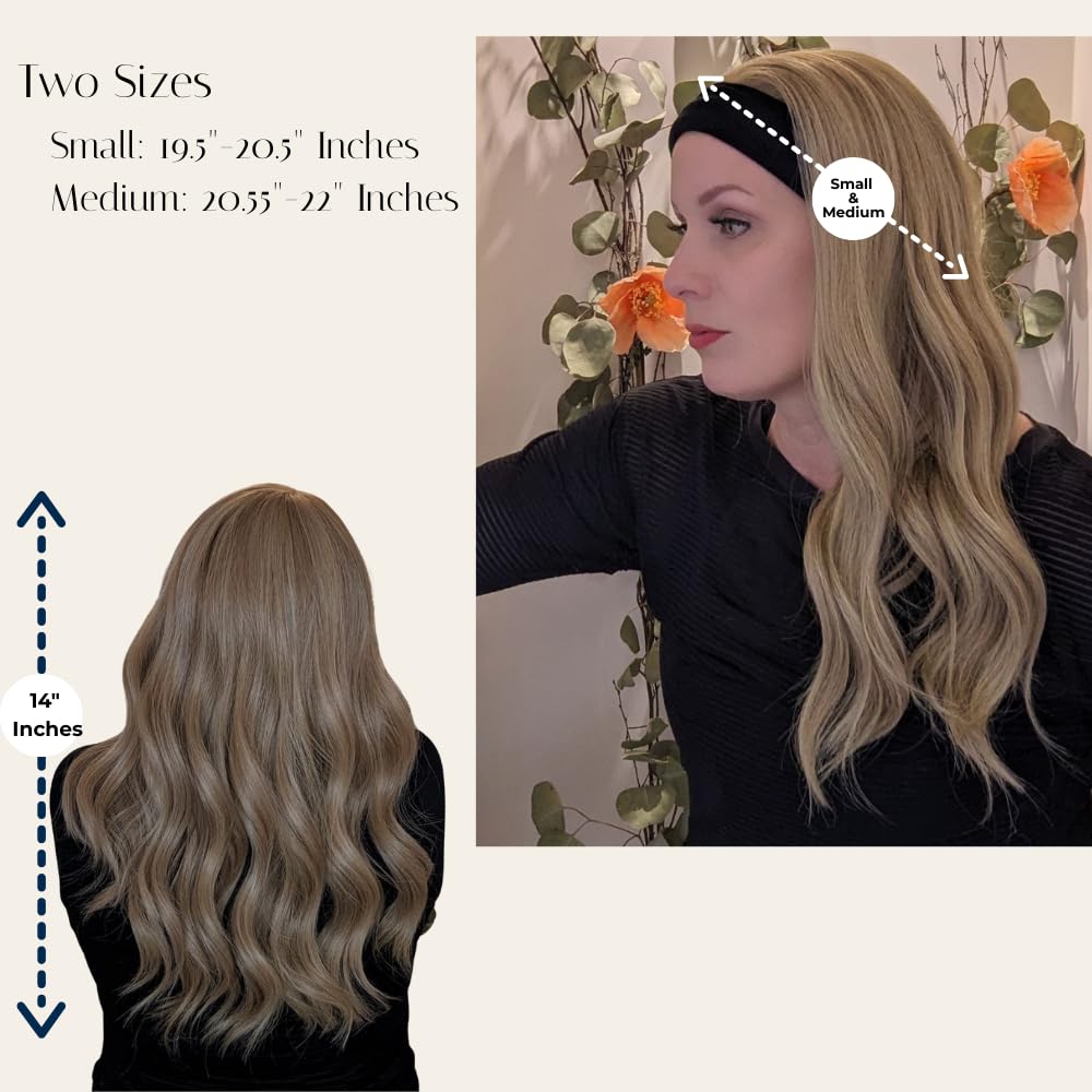 Headband Wigs for White Women Fully Hand Tied, Easy Ponytail Wig, Swim & Sport Wig for Active Lifestyles, Low to Medium Density, Heat Friendly Synthetic (Dark Brown, Average | 20.55"-22" Inches)