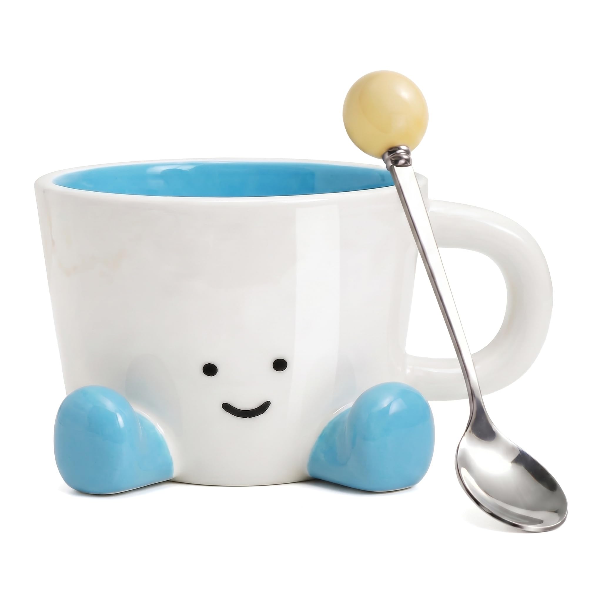 WZHHDM Cute Little Cup, 325ml Cute Mug, Jelly Cat Mug with Feet Mugs for Women Funny Office Desk Mug for Women Men Birthday Christmas Creative Art Decoration(Blue)