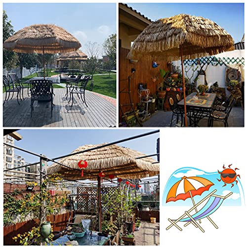 Parasol Hawaiian Parasol Parasol, Ronde Ø1.8m/6ft Thatch Beach Parasol, Outdoor Tuin Patio Zonnescherm Uv-bescherming en… - Afbeelding 4