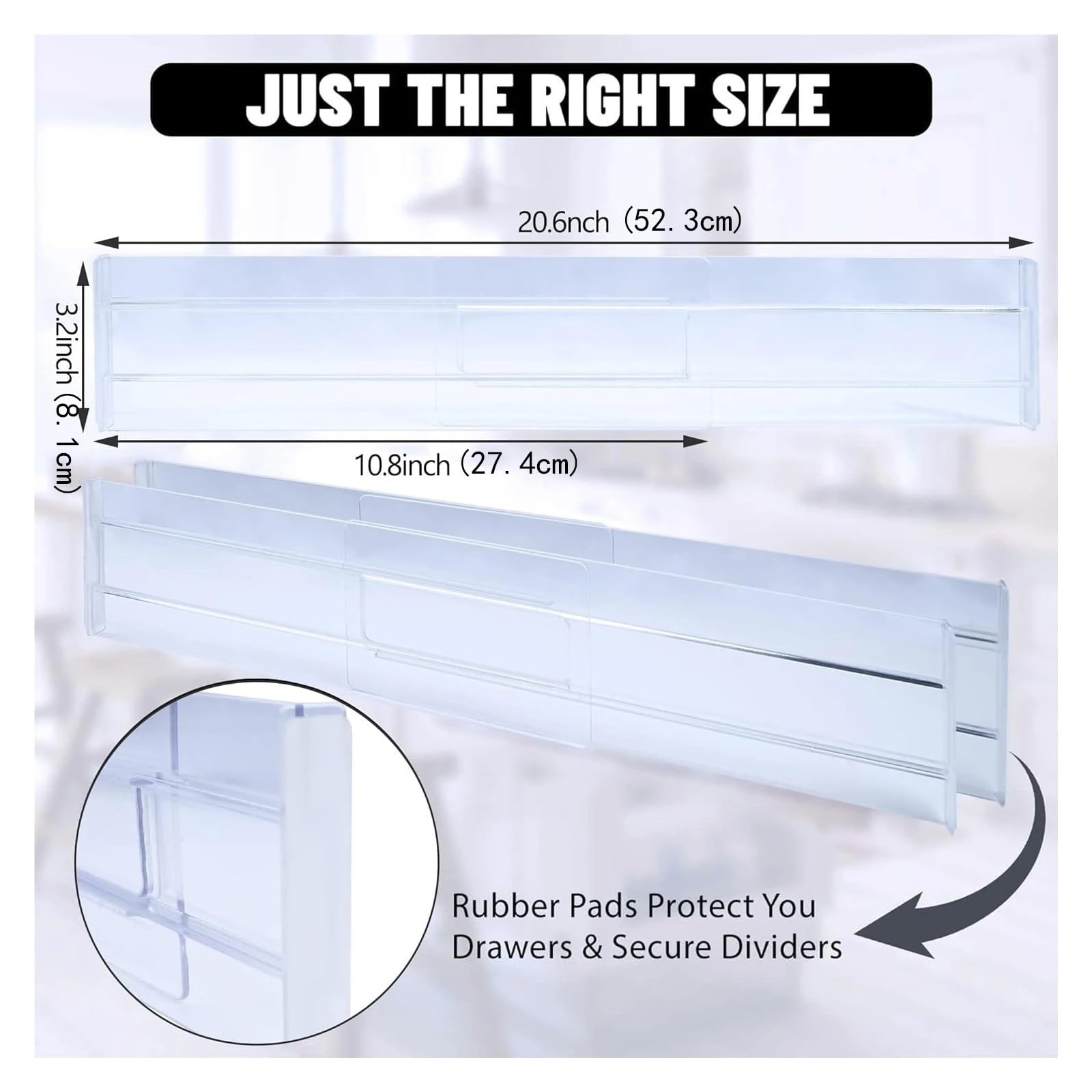 Generisch 4 Stück transparente Schubladenteiler, verstellbar, erweiterbar, for Kleidung, Utensilien, Kosmetika, Büroaufbewahrung(10 Pieces)