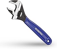 WORKPRO 8-Inch Adjustable Wrench - Cr-V Steel Wide Jaw, Black Oxide Finish, Metric & SAE Scales for DIY, Home & Garage
