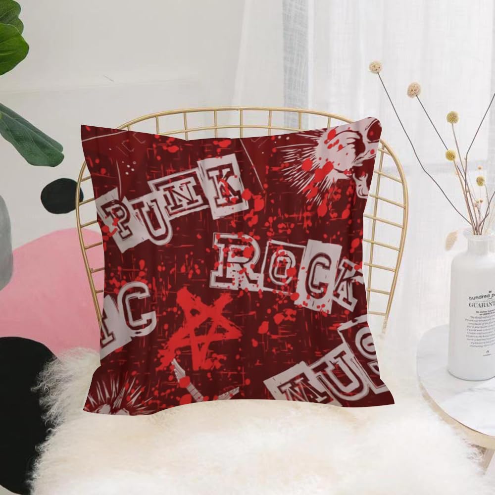 Hyosxw Rock, Abstract, Red, Old, Punk, Skull, Guita - A1 Cushion Cover,Throw Pillow Case Home Decorative For Living Room Bedroom Sofa Chair 18X18 Inch,Rock, Abstract, Red, Old, Punk, Skull, Guitar,Pillowcase 45X45cm