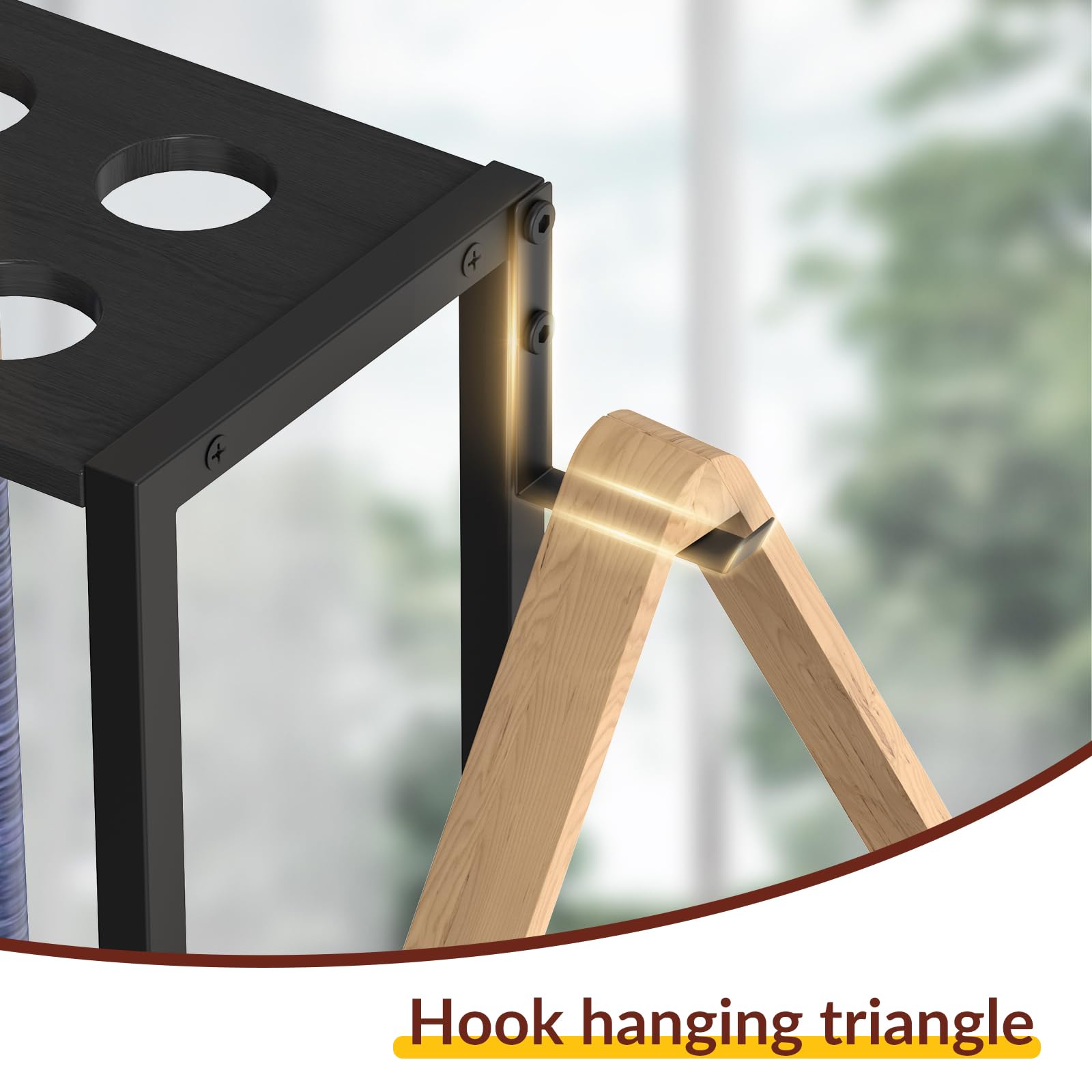 YBING Pool Stick Halter - Bambus Bodenständer Pool Queue Rack für 10 Sticks Pool Tisch Zubehör Billard Queue Stick hält Schwarz