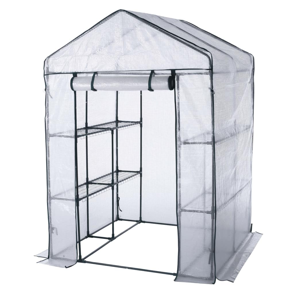 HI Gewächshaus mit 8 Ablagen 140x140x200 cm Transparent