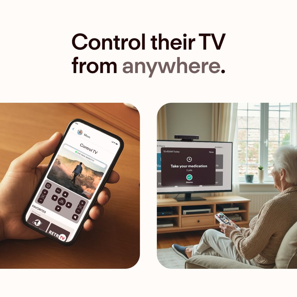 Jubilee TV – Videoanrufe & Kommunikations-Hub mit Universal-Fernbedienung für Senioren – App für Familie mit Steuerung TV von überall – 2 Monate Serviceplan enthalten