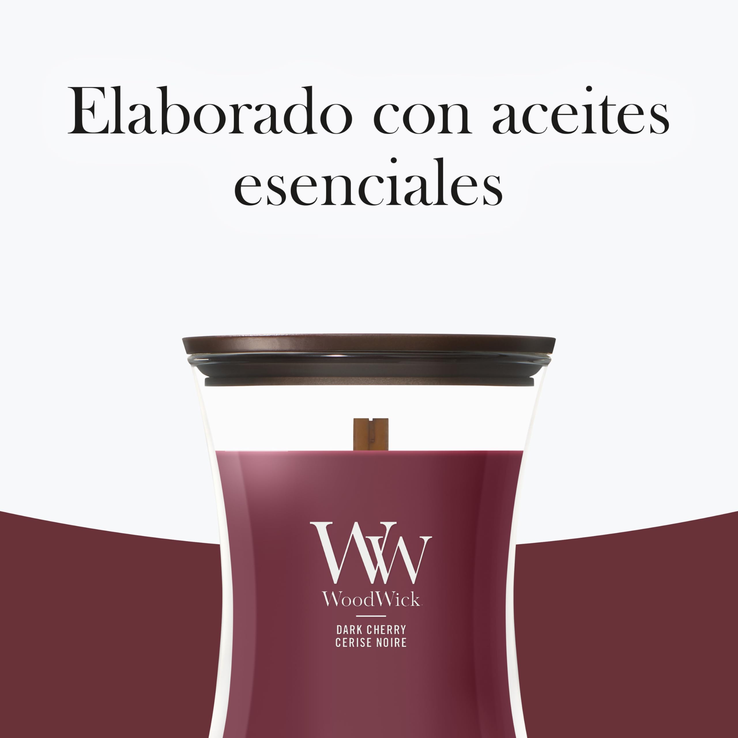WoodWick Vela perfumada | Vela de tamaño mediano en forma de reloj de arena | Dark Cherry | Regalos perfectos para mujeres