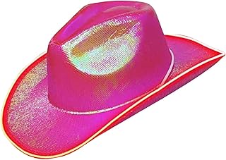 UGPLM Chapéu de cowboy iluminado, chapéu de cowboy de LED, chapéu de jazz, adereços fotográficos, boné de discoteca, chapéu ocidental, chapéu de vaqueira